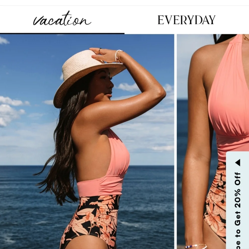 Cupshe Live Life On The Beach. Pink and Black Floral Swimsuit XL - Picture 2 of 12